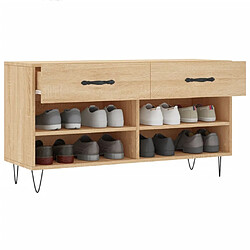 Acheter Maison Chic Banc à chaussures | Meuble de rangement à chaussures Meuble d'Entrée chêne sonoma 102x35x55 cm bois d'ingénierie -MN33623