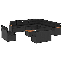 Maison Chic Salon de jardin avec coussins 14 pcs, Ensemble Tables et chaises de jardin, noir résine tressée -GKD474017