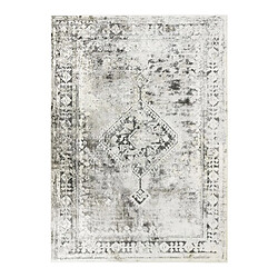 Thedecofactory VESTALE MEDAILLON - Tapis extra-doux médaillon effet vieilli crème argent 120x170