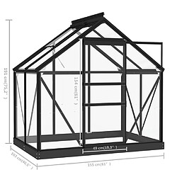 vidaXL Serre en verre Anthracite 155x103x191 cm Aluminium pas cher