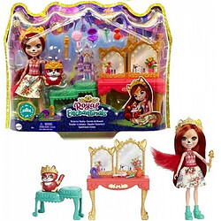 Mattel Enchantimals Royals coffret Coiffeuse avec mini-poupée Fabrina Renard, figurine animale Frisk et 9 accessoires