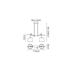 Luminaire Center Suspension Sabina Immitation bois 2 ampoules 60cm