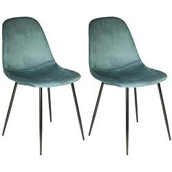 The Home Deco Factory Chaise en velours côtelé Giulia (Lot de 2) bleu canard.