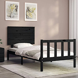 Avis Maison Chic Lit adulte - Cadre Structure de lit avec tête de lit Contemporain noir simple bois massif -MN10613