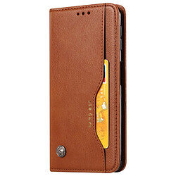 Wewoo Housse Coque Étui en cuir à rabat horizontal avec texture pour peau Galaxy A7 2018 / A750avec cadre photoporte-cartesemplacements cartes et porte-monnaie Marron