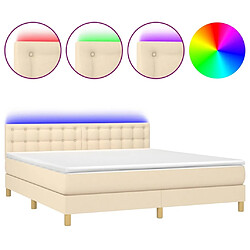 Maison Chic Lit adulte- Lit + matelas,Sommier à lattes de lit avec matelas LED Crème 160x200 cm Tissu -GKD64811