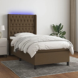 vidaXL Sommier à lattes de lit matelas LED Marron foncé 80x200cm Tissu