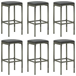 Avis Maison Chic Ensemble de bar de jardin 7 pcs et coussins,Table + chaises + coussins de jardin Résine tressée Gris -GKD682157