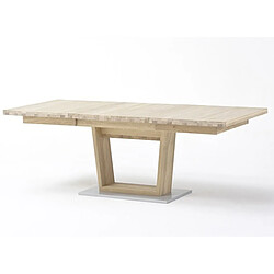 Pegane Table à manger extensible en bois finiton chêne blanchi - L.140-220 x H.77 x P.90 cm