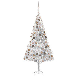 vidaXL Arbre de Noël artificiel pré-éclairé/boules argenté 210 cm PET