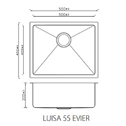 Essebagno Luisa évier 1 cuve seule 55x45 en inox or brossé