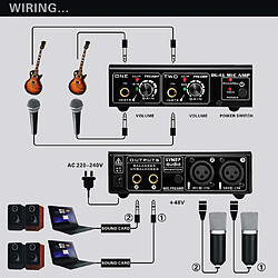 Préamplificateur de microphone HiFi 2Channel Préampli audio Ampli basse guitare pas cher