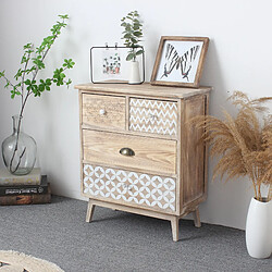 Mobili Rebecca Commode 4 Tiroirs En Bois Clair Shabby Boho Pour La Cuisine L'entrée