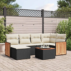 Maison Chic Ensemble Tables et chaises d'extérieur 7pcs avec coussins,Salon de jardin noir résine tressée -GKD229797