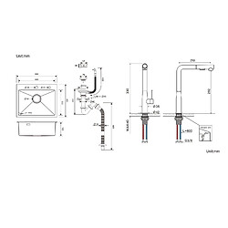 Auralum MAX Évier Cuisine 1 Bac Acier Inoxydable Brossé 65x45CM,encastré/à Poser+Mitigeur Cuisine avec Douchette Extractible Rotatif 360°,Brossé