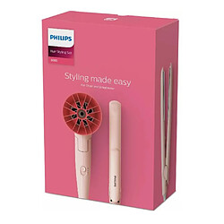 Kit de coiffure sèche-cheveux + lisseur rose poudré - BHP398/00 - PHILIPS pas cher