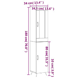 vidaXL Buffet haut Noir 34,5x34x180 cm Bois d'ingénierie pas cher