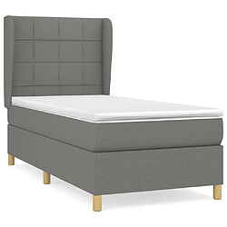 Maison Chic Lit Adulte - Lit simple Lit à sommier tapissier et matelas moelleux - Meuble de Chambre - Gris foncé 90x190 cm Tissu -MN50744