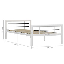 vidaXL Cadre de lit sans matelas blanc et noir métal 100x200 cm pas cher