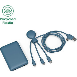 SANAG Batterie Externe Plastique Recyclé -Câble Multi Usb 4 En 1 Usb C, Usb, Lightning,Micro Usb Et Powerbank 5000Mah Charge Rapide Pour Smartphone Universelle - Mr Bio Pack Long 1M Bleu