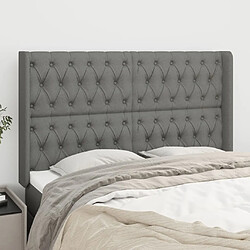 vidaXL Tête de lit avec oreilles Gris foncé 163x16x118/128 cm Tissu