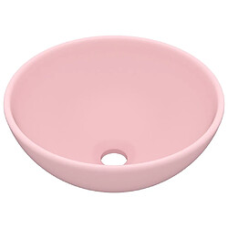 vidaXL Lavabo rond de salle de bain Rose mat 32,5x14 cm Céramique