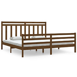 vidaXL Cadre de lit sans matelas marron miel 200x200 cm bois massif