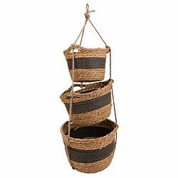 Lot de paniers Alexandra House Living Noir Fibre naturelle 26 x 19 x 26 cm 22 x 16,5 x 22 cm 18 x 14,5 x 18 cm A accrocher 3 Pièces