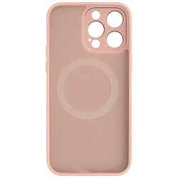 Avizar Coque Magsafe pour iPhone 15 Pro Max Silicone Soft-touch Mag Cover Rose poudré