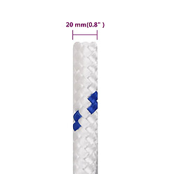 vidaXL Corde de bateau Blanc 20 mm 50 m Polypropylène pas cher