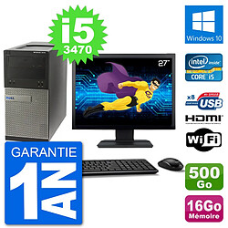 PC Dell 3010 MT Ecran 27" i5-3470 RAM 16Go Disque Dur 500Go HDMI Windows 10 Wifi - Occasion