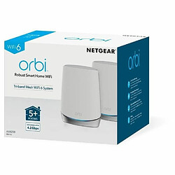 Avis NETGEAR Système WIFI 6 Mesh Orbi RBK752 Tri-band AX4200 - Pack de 2 - jusqu'à 60 appareils connectés et 350 m² de couverture