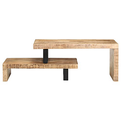 Avis Maison Chic Ensemble de 2 Tables basses,Table Console pour salon Bois de manguier massif -MN42304