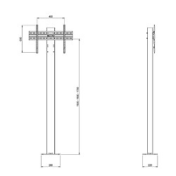 Kimex Support vitrine pour écran TV 32''-65'' - A visser - Vesa 400x600 max