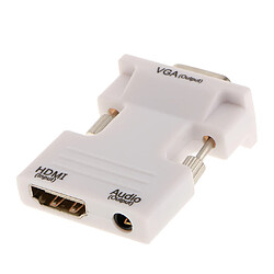 Hdmi Femelle Convertisseur Vga Mâle + Support Adaptateur Audio 1080p Sortie Blanc