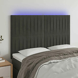 Maison Chic Tête de lit moderne à LED lumineuse pour chambre - Décoration de lit Gris foncé 144x5x118/128 cm Velours -MN24748