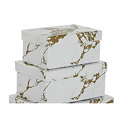 Avis Jeu de Caisses de Rangement Empilables DKD Home Decor Doré Blanc Carton (43,5 x 33,5 x 15,5 cm)