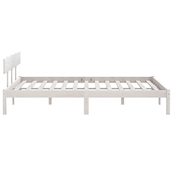 Maison Chic Lit Moderne Chambre - Cadre/structure de lit pour adulte Blanc Bois de pin massif 180x200 cm UK Super King -MN57519 pas cher