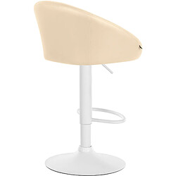 Decoshop26 Tabouret de bar assise pivotante à 360° hauteur réglable en PVC crème piètement en métal blanc 10_0004769 pas cher