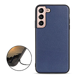 Coque en cuir véritable bleu pour votre Samsung Galaxy S22