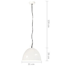 vidaXL Lampe suspendue industrielle vintage 25 W Blanc Rond 31 cm E27 pas cher