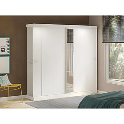 Vente-Unique Armoire 2 portes coulissantes - Avec miroir - L231cm - Coloris : Blanc - ADALRIK II