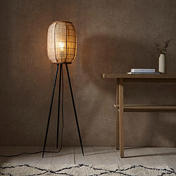 Acheter Endon Lampadaire Complet, Lin Naturel, Bambou Naturel, Noir Mat