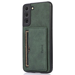 Coque en TPU + PU avec béquille et porte-carte vert pour votre Samsung Galaxy S22 5G