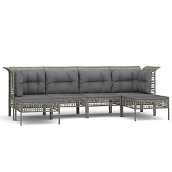 Maison Chic Salon de jardin 6 pcs + coussins - Mobilier/Meubles de jardin - Table et chaises d'extérieur Gris Résine tressée -MN26476