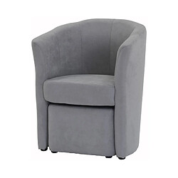 Avis But Fauteuil cabriolet et pouf CLAYTON tissu Soro gris clair