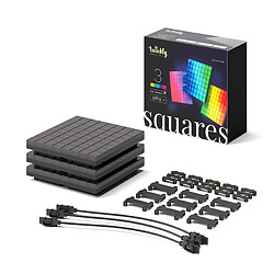 Twinkly Squares Extensions – Panneaux LED 64 Pixels RVB. Noir. 3 Tuiles d'Extension,