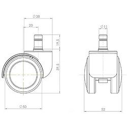 Acheter 5 roulettes pour sols durs 11mm / 50mm, roulettes sols durs pour siège de bureau hjh OFFICE