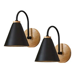 Stoex 2X Applique Murale Moderne en Bois (Noire) Applique Murale Rétro Minimaliste Lampe Murale Nordique E27 Pour Salon Chambre Étude Porche Couloir