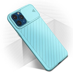 Avizar Coque iPhone 12 Pro Max Protection Finition striée Cache caméra coulissant bleu